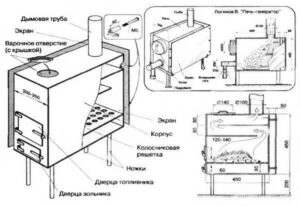 DIY metallist pliit-kamin - diagramm