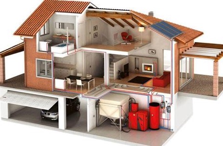 Combined heating system for a private house