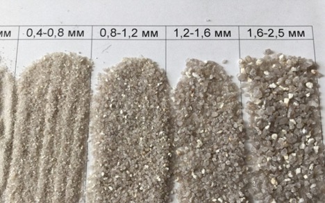 Quartz sand for pool fraction